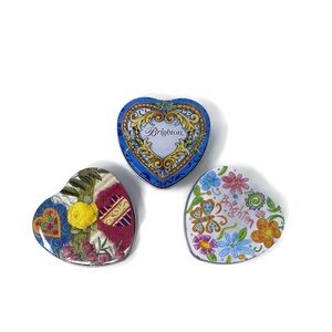 💕♥️BRIGHTON♥️💕Lot of Three Heart Shaped Tin Trinket Containers